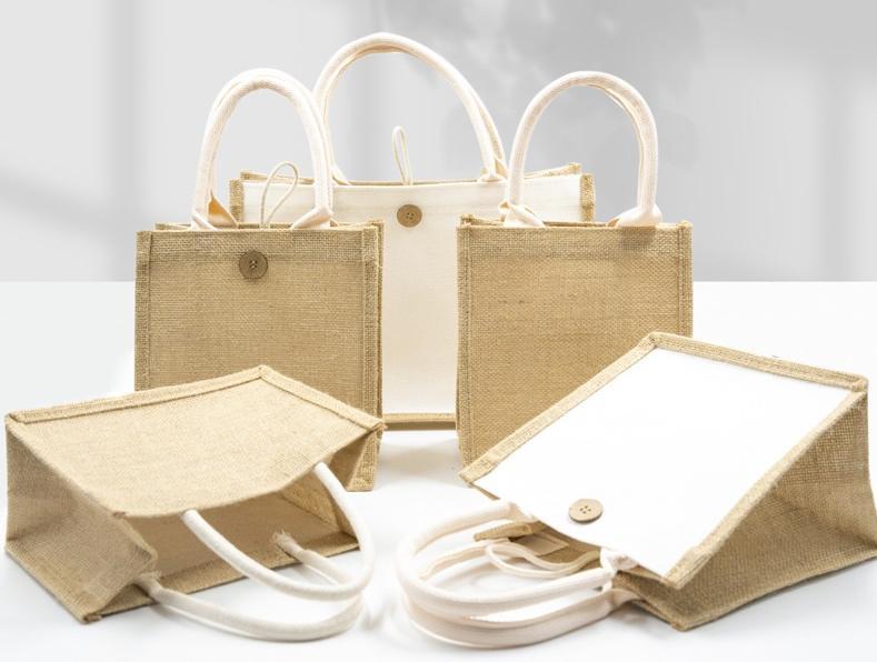 Bag Square Shape Laminated Waterproof Canvas Cotton Shopping Tote Beach Bag for Promotion