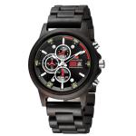 Custom Made Ebony Wooden Quartz Watch Luminous Calendar Casual Business