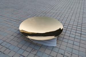 China Gold Titanium Coated Stainless Steel Circular Concave Mirror Sculptures factory