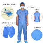 Medical Blue SMS Disposable Hospital Surgical Scrubs For Patients