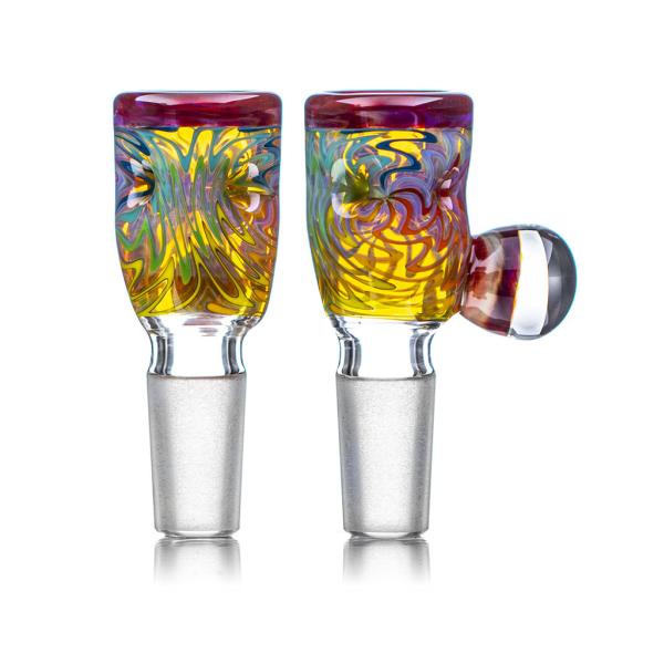 China Millie Handle Glass Water Bong Bowl Slide Piece Recycler 14mm factory