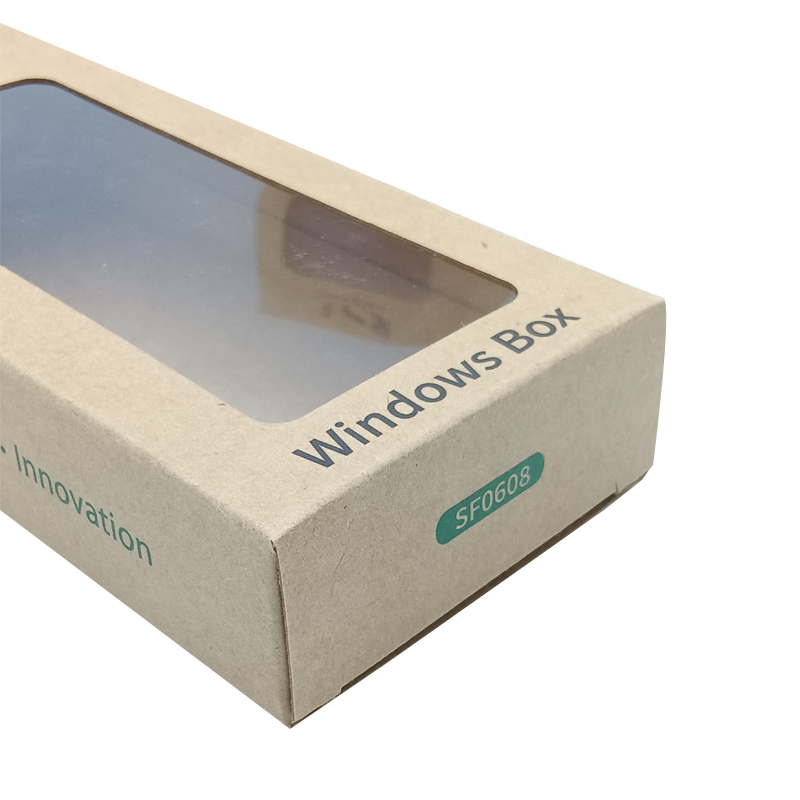 High Strength Electronics Packaging Box Custom Logo Brown Kraft Paper Box With Clear Window