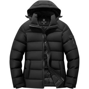 China Black Mens Down Coat with Windproof Technology and Functional Pockets factory
