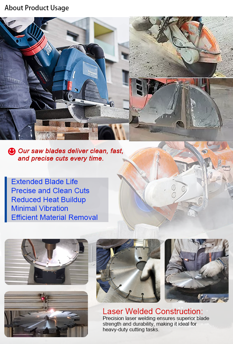 300 350 Mm Diamond Hand Held Saw Blade For Dry Cutting Concrete, Reinforced Concrete, Brick, Etc.