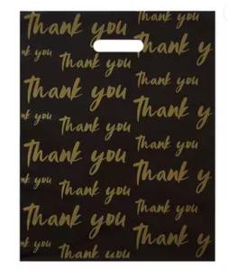 China PE PVC Thank You Plastic Shopping Bags Black Boutique Shopping Bag factory