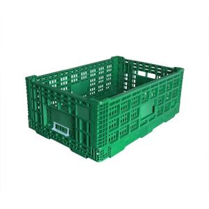 China Portable Collapsible Fruit Plastic Crates With Hole Handles on sale