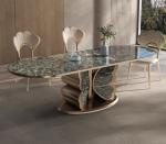 Fashionable Hotel Restaurant Furniture Marble Butterfly Shape Metal Base Dining