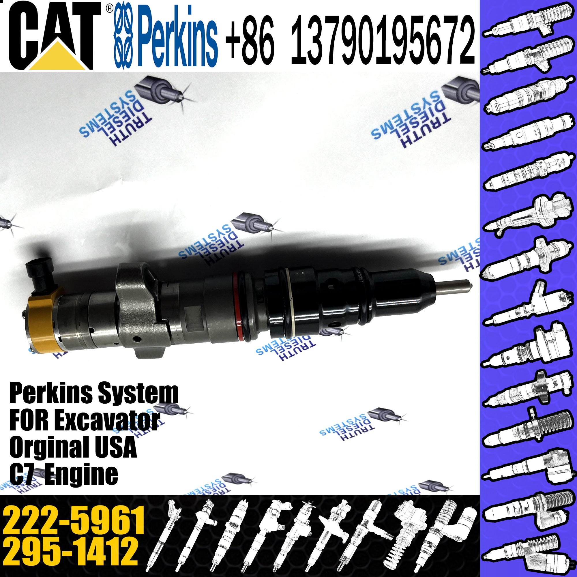 New Diesel Fuel C-7 diesel engine fuel injectors 295-1412 222-5961 For Diesel vehicle Engine - Industrial C7
