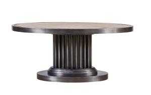China French Style Solid Pine Wood Oval Round Leather Coffee Table Steel Frame For Hotel / Home factory