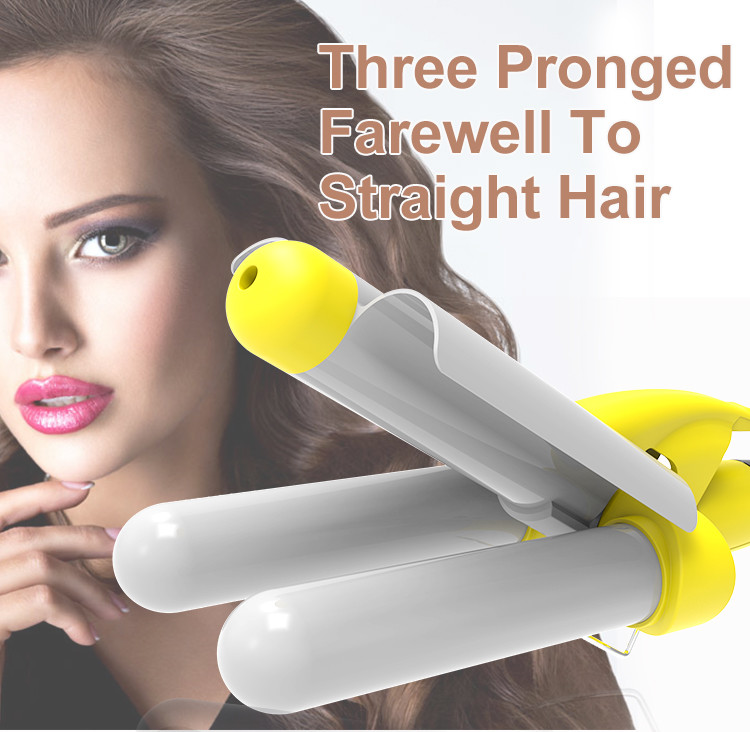 32mm Three Barrel Hair Waver , Tourmaline Ceramic Barrel Curling Iron