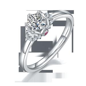 China Unique Flower Style White Gold Plated Ring Custom Moissanite Ring Engagement Women Jewelry factory