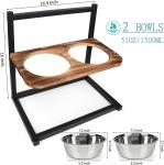 Dog Cat Food Bowls Raised Dog Bowl Stand Feeder Adjustable Elevated 3 Heights