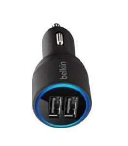 China 2port USB Car Charger mini Car Charger 2.1 A 10W Blu-ray USB Charger Black factory