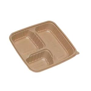 Customizable 3 Division Disposable Compostable To-Go Container Hinged Take Away