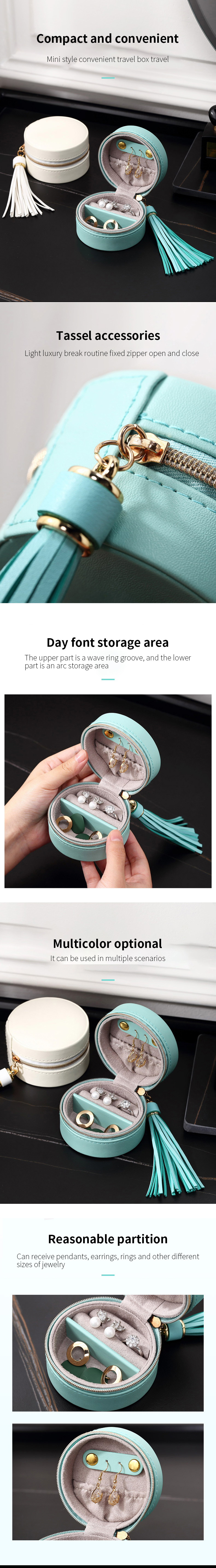 PU Leather Mini Round Jewelry Gift Boxes Bulk For Tassel Earring Ring Packaging Box
