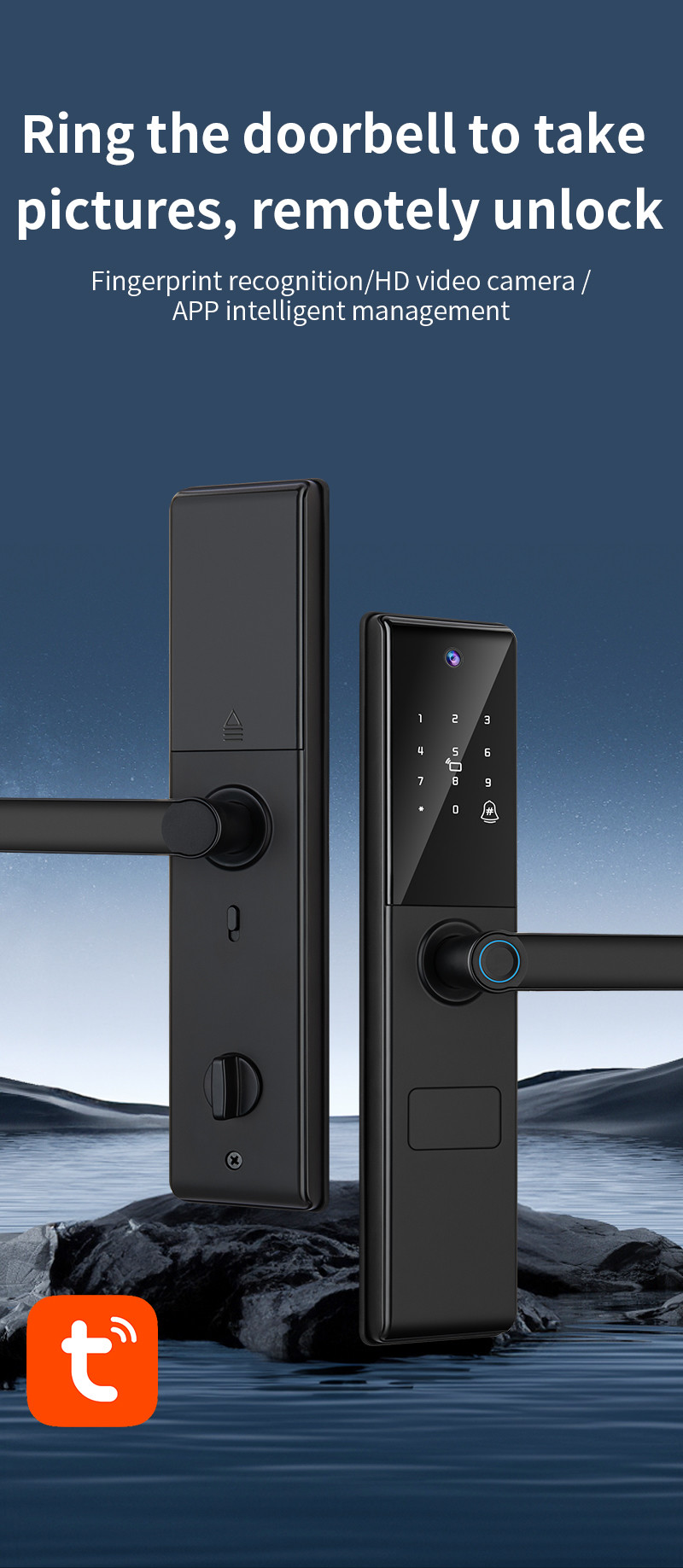 S829MAX Wifi Camera Lock Tuya APP Digital Viewer Lock Biometric Fingerprint Smart Door lock
