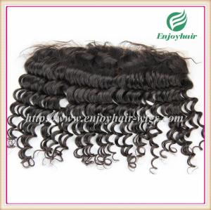 China Brazilian virgin hair lace frontal 13''x4'' ,natural color deep wave 10''-24''L hairpiece factory