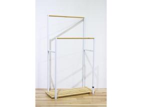 China 92cm High 57cm Long Bamboo Bathroom Storage Shelf With 2 Bars factory
