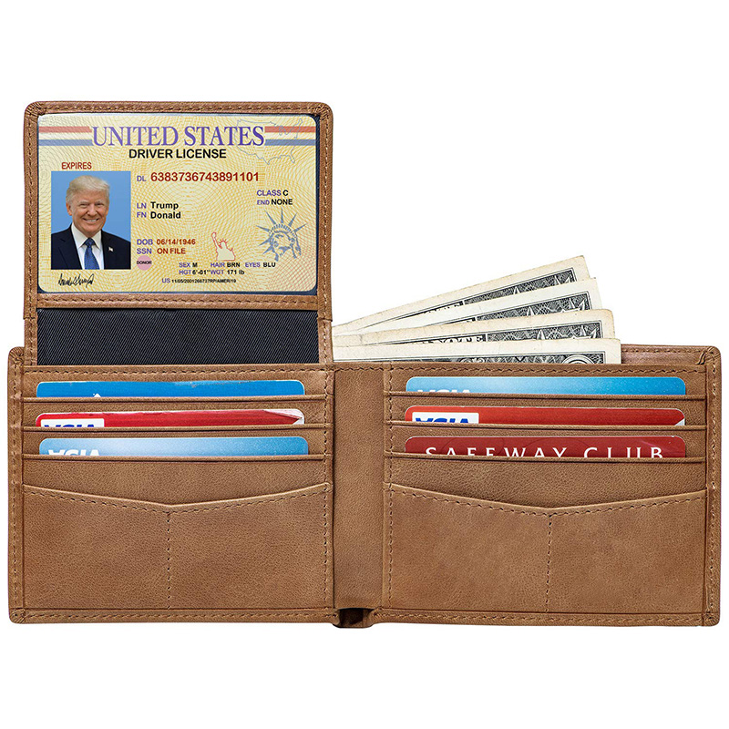 Customized Genuine Leather Wallet for Men Handmade Minimalist Anti-theft Vintage Style