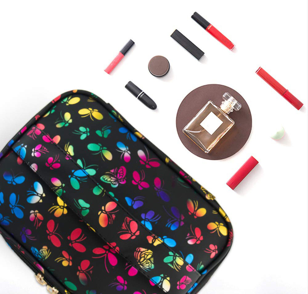 3 Pack Butterfly Polyester Women'S Toiletry Travel Bag