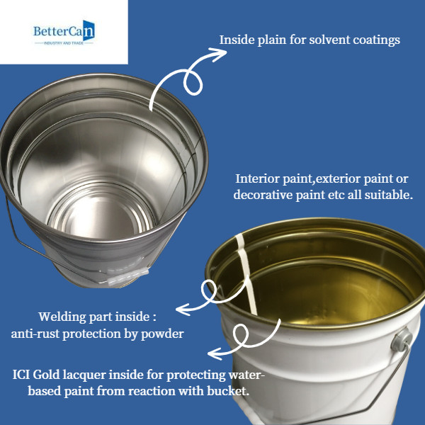 Metal Paint Tin Can Empty 5 Gallon Steel Pail With Lid