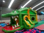 Green Crocodile Bounce House 0.55mm PVC Material Reinforcements For Zipper