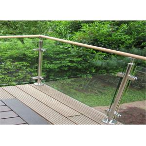 Durable Glass Balustrade Stainless Steel Handrails , Tempered Glass Railing