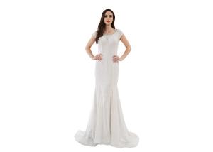 China Hand Beading Long Evening Gowns , Elegant Engage Mermaid Wedding Dress factory
