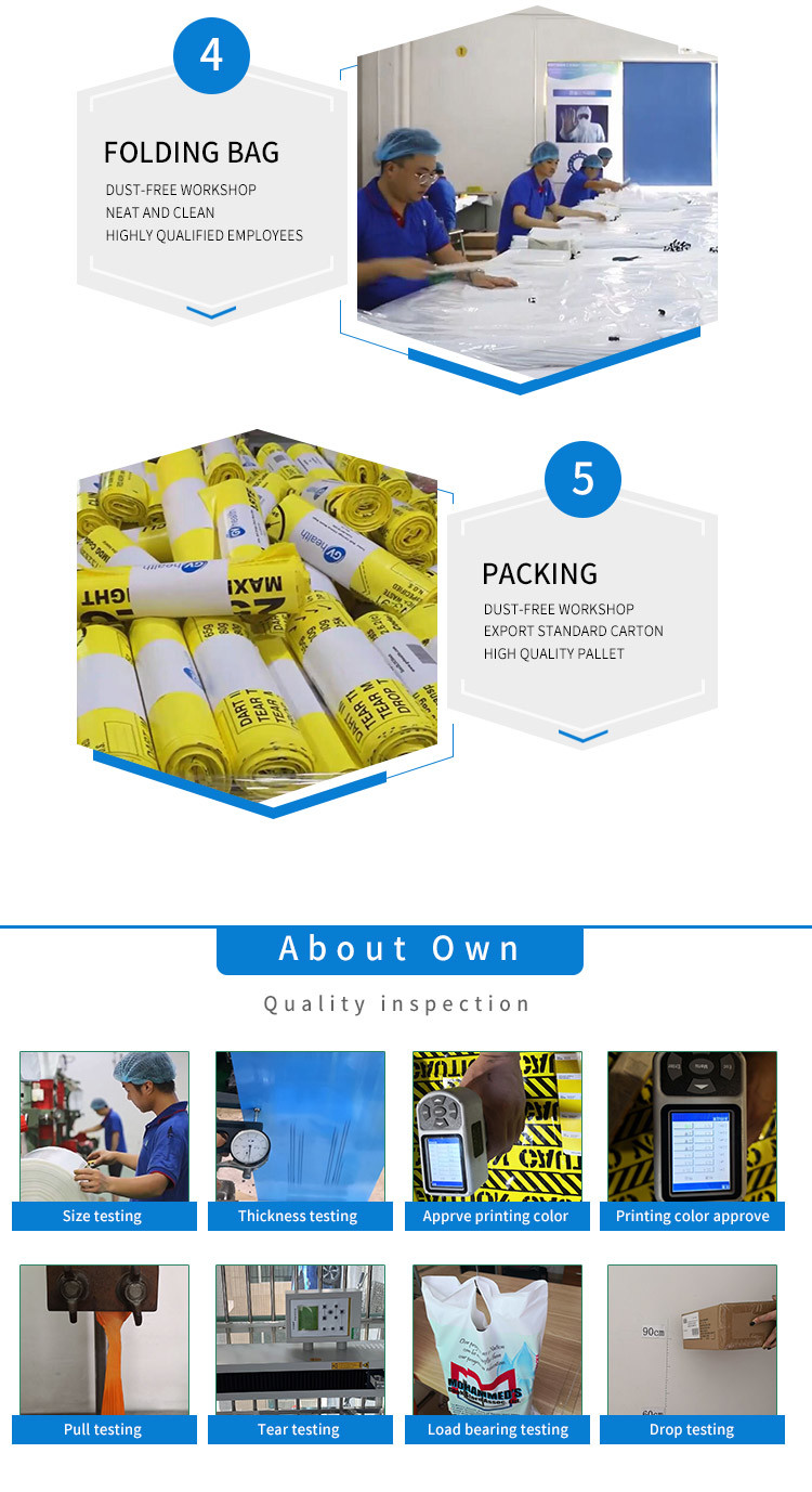 Heavy Duty Hospital Waste Bags , Biohazard Medical Waste Bags