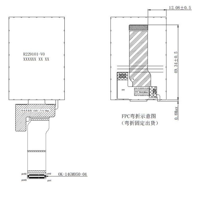 2.29 Inch TFT IPS Display , Industrial Touch Screen Display 8bits RGB Interface