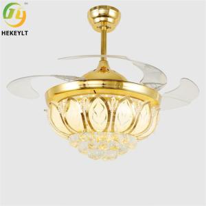 China Remote Control LED Ceiling Fan Light With 4 Retractable Blades 120V factory