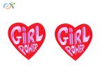 Girl Power Heart Shape Embroidery Designs Patches / Iron On Clothing Patches