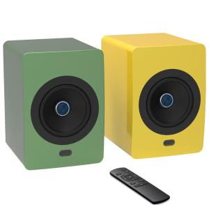 China Powered Bookshelf Bluetooth TWS Speakers Wireless Wooden Cabinet HiFi Stereo Loudspeaker factory