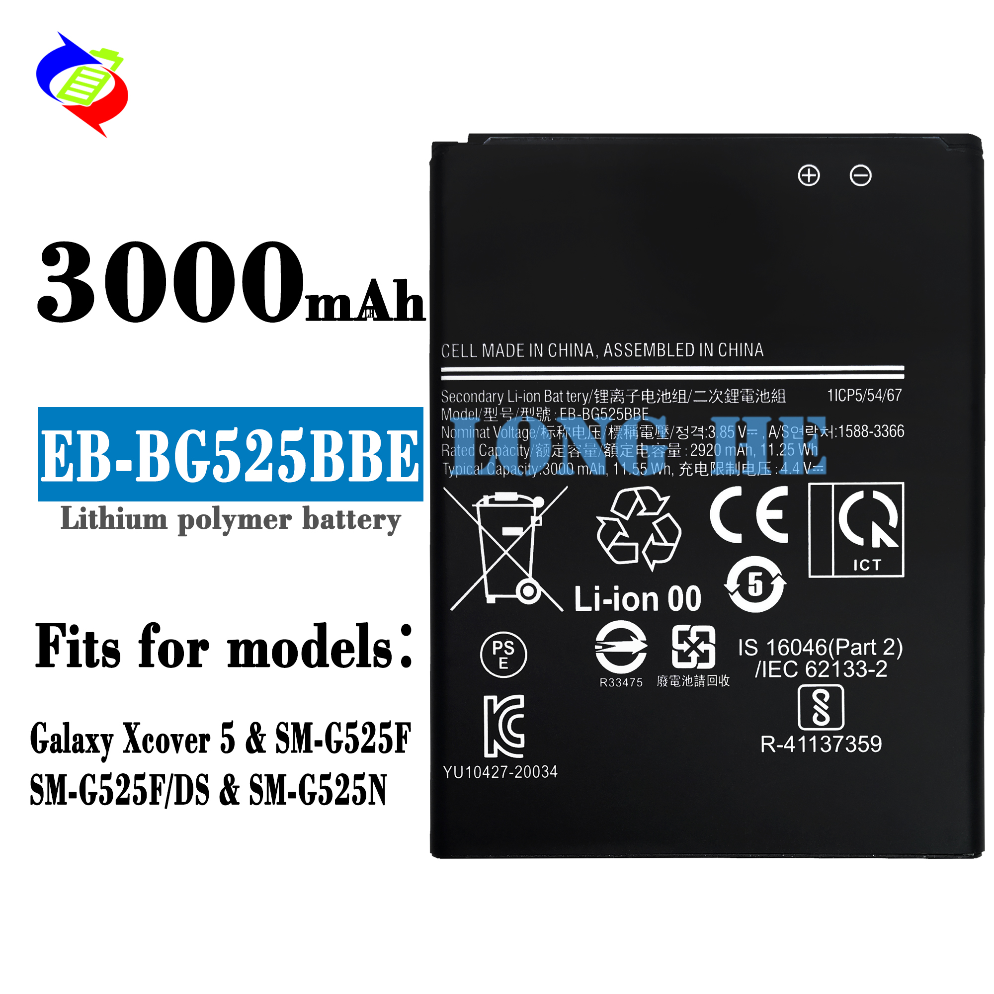 3.85V EB-BG525BBE Replacement Battery for Samsung Xcover 5 SM-G252F/DS Genuine Phone Battery