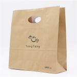 150grams Kraft Paper Handles Food Delivery Die Cut Paper Bags Customized