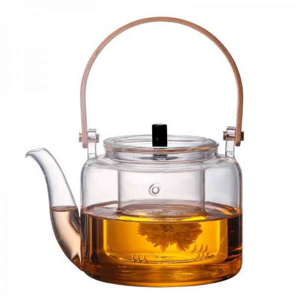 China Handmade 1000ml Clear Glass Teapot Borosilicate Material Eco Friendly factory