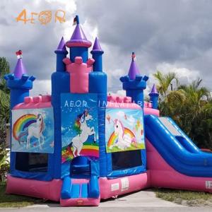 China Commercial Unicorn Inflatable Bounce Combo Slide Bouncy Castle For Sale factory