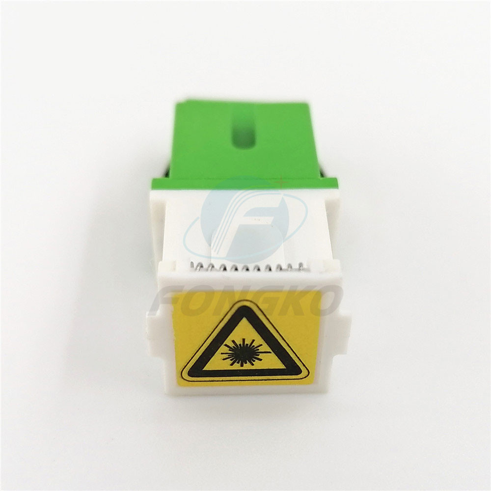 SM SC/APC White Auto Shutterwith metal shrapnel Green Fiber Optic Adapter