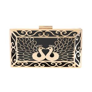 China Two Peacocks Hollow Out Clutch Frame DIY Minaudiere Box Frame factory