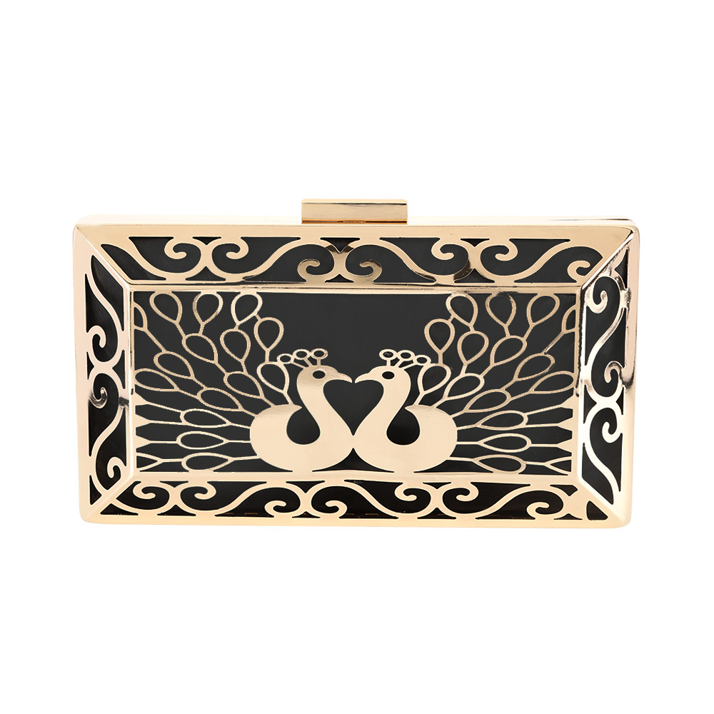 Two Peacocks Hollow Out Clutch Frame DIY Minaudiere Box Frame