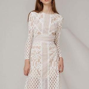China Lyocell Twill 100 Tencel Fabric Women Long Sleeves Midi Dress 100cm Length factory