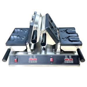 Double Waffle Maker Ice Cream Machine with Open Mouth Fish Shape and Timer 0-10