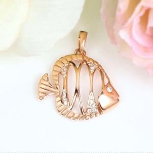 China 18K Rose Gold Lovely Fish Charm Pendant with Diamonds (GDN005) factory