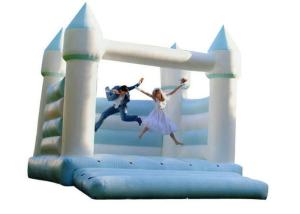China Light Blue And White Inflatable Bounce House / Open Air Wedding Jumping Castle factory