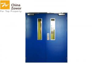 China BS/ UL Approved Blue Color Insulated Fire Door With Vision Panel For Commercial Buildings factory