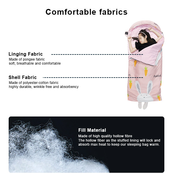 Detachable Warm Kids Sleeping Bags For Adults Pongee Lined Children'S Sleeping Bags