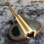 Custom Grand Neck Through Body Flamed Maple Top 5 Strings Bass Guitar Alem Cut