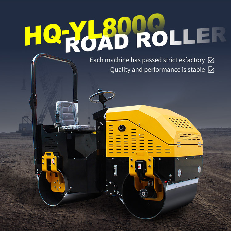 Small Vibratory Mini Compactor Roller Double Drum Roller with 55L Water Tank Capacity
