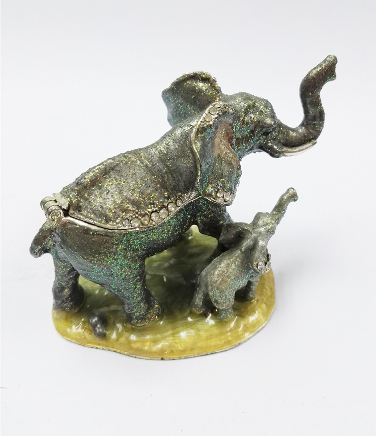 Enamel Elephant Trinket Jewelry Decorative Box elephant shaped jewelry box for promotional gift