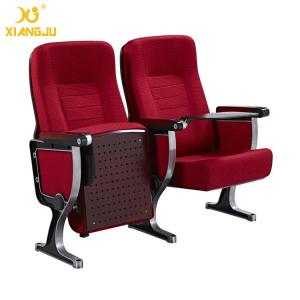 China Elegant Moulded Wood Lecture Hall Auditorium Chairs Polished Aluminum Feet factory